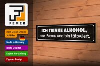 Holzschild Spruch 46x10cm ich trinke lese Pornos Dekoration