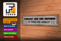 Holzschild Spruch 46x10cm Vorsicht vor der Reiterin Pferde Dekoration
