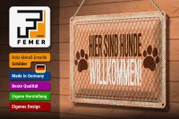 Blechschild Hinweis 12x18 cm Hunde willkommen Schild