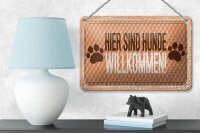 Blechschild Hinweis 12x18 cm Hunde willkommen Schild