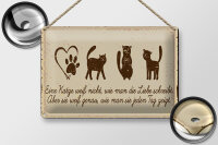 Blechschild Spruch 12x18 cm Katze liebe schreibt Schild