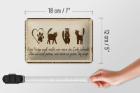 Blechschild Spruch 12x18 cm Katze liebe schreibt Schild