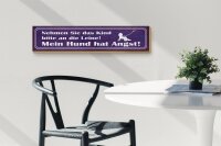 Holzschild Spruch 46x10cm Kind an die Leine Hund hat Angst Dekoration