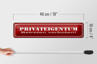 Blechschild Hinweis 46x10 cm Privateigentum Schild
