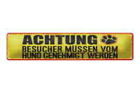 Blechschild Hinweis 46x10 cm Achtung Hunde Besucher...