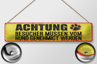 Blechschild Hinweis 46x10 cm Achtung Hunde Besucher...
