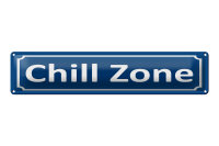 Blechschild Hinweis 46x10 cm Chill Zone blaues Schild
