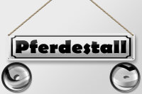 Blechschild Hinweis 46x10 cm Pferdestall weißes Schild