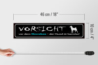 Holzschild Hinweis 46x10cm Vorsicht Herrchen Hund harmlos Dekoration