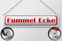 Blechschild Hinweis 46x10 cm Fummel Ecke weißes Schild