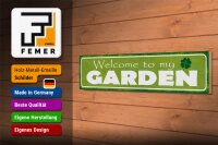 Holzschild Spruch 46x10cm welcome to my Garden Garten Dekoration