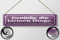 Blechschild Spruch 46x10 cm Genieße die kleinen Dinge Schild