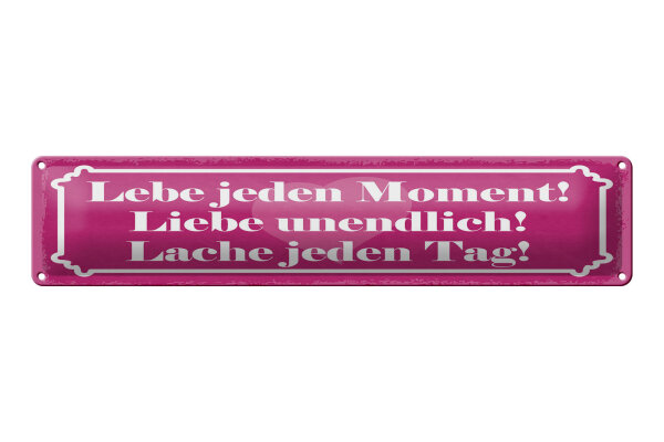 Blechschild Spruch 46x10 cm Lebe jeden Moment Schild