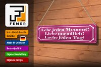 Blechschild Spruch 46x10 cm Lebe jeden Moment Schild