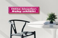 Holzschild Hinweis 46x10cm bitte klopfen Baby schläft Dekoration