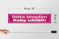 Holzschild Hinweis 46x10cm bitte klopfen Baby schläft Dekoration