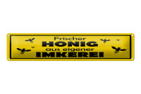 Blechschild Hinweis 46x10 cm Frischer Honig aus eigener...