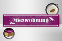 Holzschild Spruch 46x10cm Katze Miezwohnung Geschenk Dekoration