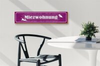 Holzschild Spruch 46x10cm Katze Miezwohnung Geschenk Dekoration