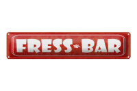 Blechschild Hinweis 46x10 cm Fress Bar Pfote rotes Schild