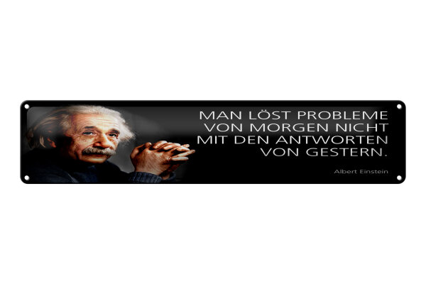 Blechschild Einstein Zitat 46x10 cm Man löst Probleme von Morgen nicht