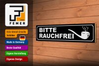 Holzschild Hinweis 46x10cm Bitte rauchfrei Geschenk Dekoration