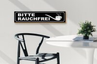 Holzschild Hinweis 46x10cm Bitte rauchfrei Geschenk Dekoration