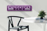 Blechschild Hinweis 46x10 cm  Kuschelecke lila Schild