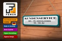 Blechschild Hinweis 46x10 cm Kundenservice Geschlossen und zu Schild