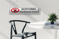 Blechschild Hinweis 46x10 cm Achtung Handyfreie Zone Schild