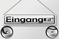 Blechschild Hinweis 46x10 cm Eingang rechts Hand Schild