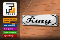Blechschild Hinweis 46x10 cm King weißes Schild