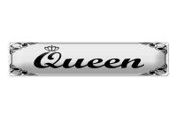 Blechschild Hinweis 46x10 cm Queen weißes Schild