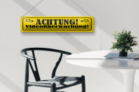 Blechschild Hinweis 46x10 cm Achtung Videoüberwacht gelbes Schild