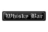 Blechschild Hinweis 46x10 cm Whisky Bar altdeutsch schwarzes Schild
