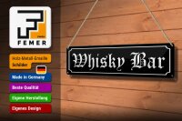 Blechschild Hinweis 46x10 cm Whisky Bar altdeutsch schwarzes Schild