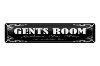 Blechschild Hinweis 46x10 cm Gents Room schwarzes Schild