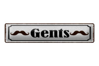 Blechschild Hinweis 46x10 cm Gents Schnurrbart Herren...