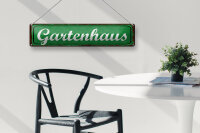 Blechschild Hinweis 46x10 cm Gartenhaus grünes Schild