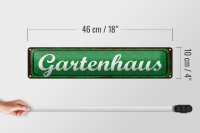 Blechschild Hinweis 46x10 cm Gartenhaus grünes Schild