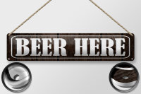Blechschild Hinweis 46x10 cm Beer here Holzoptik Schild