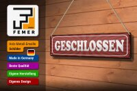 Blechschild Hinweis 46x10 cm Geschlossen rotes Schild