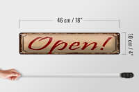 Blechschild Hinweis 46x10 cm Open beige Deko Schild
