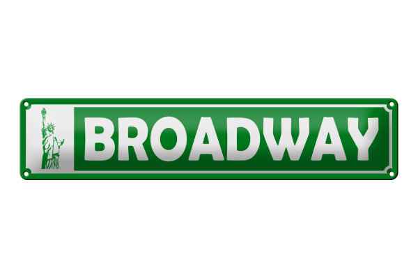 Blechschild Hinweis 46x10 cm Broadway Freiheitsstatue Deko Schild