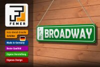 Blechschild Hinweis 46x10 cm Broadway Freiheitsstatue Deko Schild