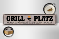 Holzschild Spruch 46x10cm Grill Platz schönster Ort Welt Dekoration