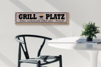 Holzschild Spruch 46x10cm Grill Platz schönster Ort Welt Dekoration
