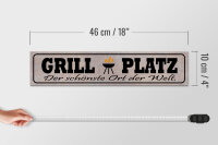 Holzschild Spruch 46x10cm Grill Platz schönster Ort Welt Dekoration