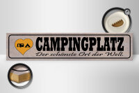 Holzschild Spruch 46x10cm Campinglatz schönster Ort Welt Dekoration