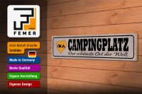 Holzschild Spruch 46x10cm Campinglatz schönster Ort Welt Dekoration